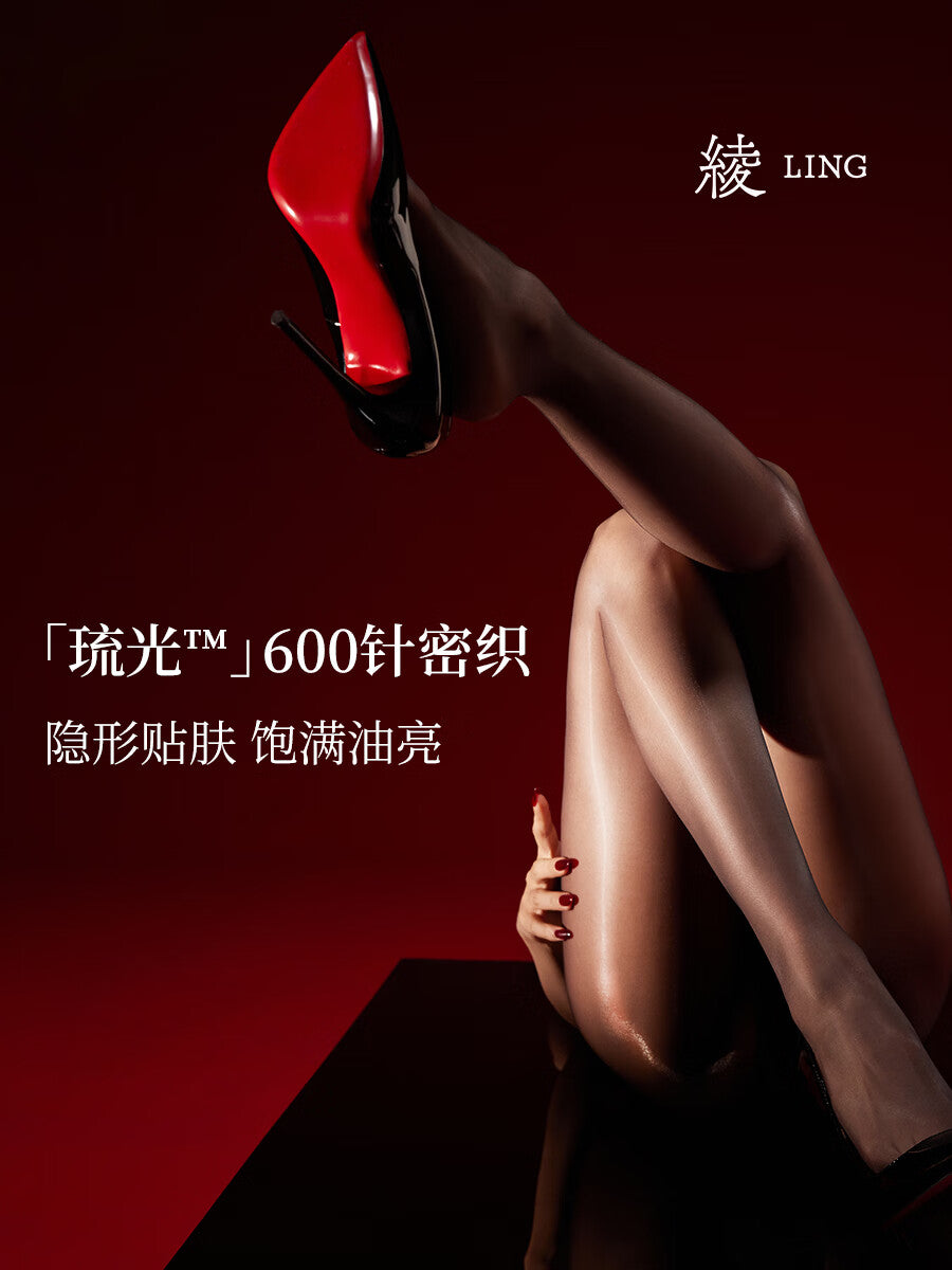「绫」新品「釉」1D琉光™油亮柔滑贴身性感诱惑无缝裆连裤袜.