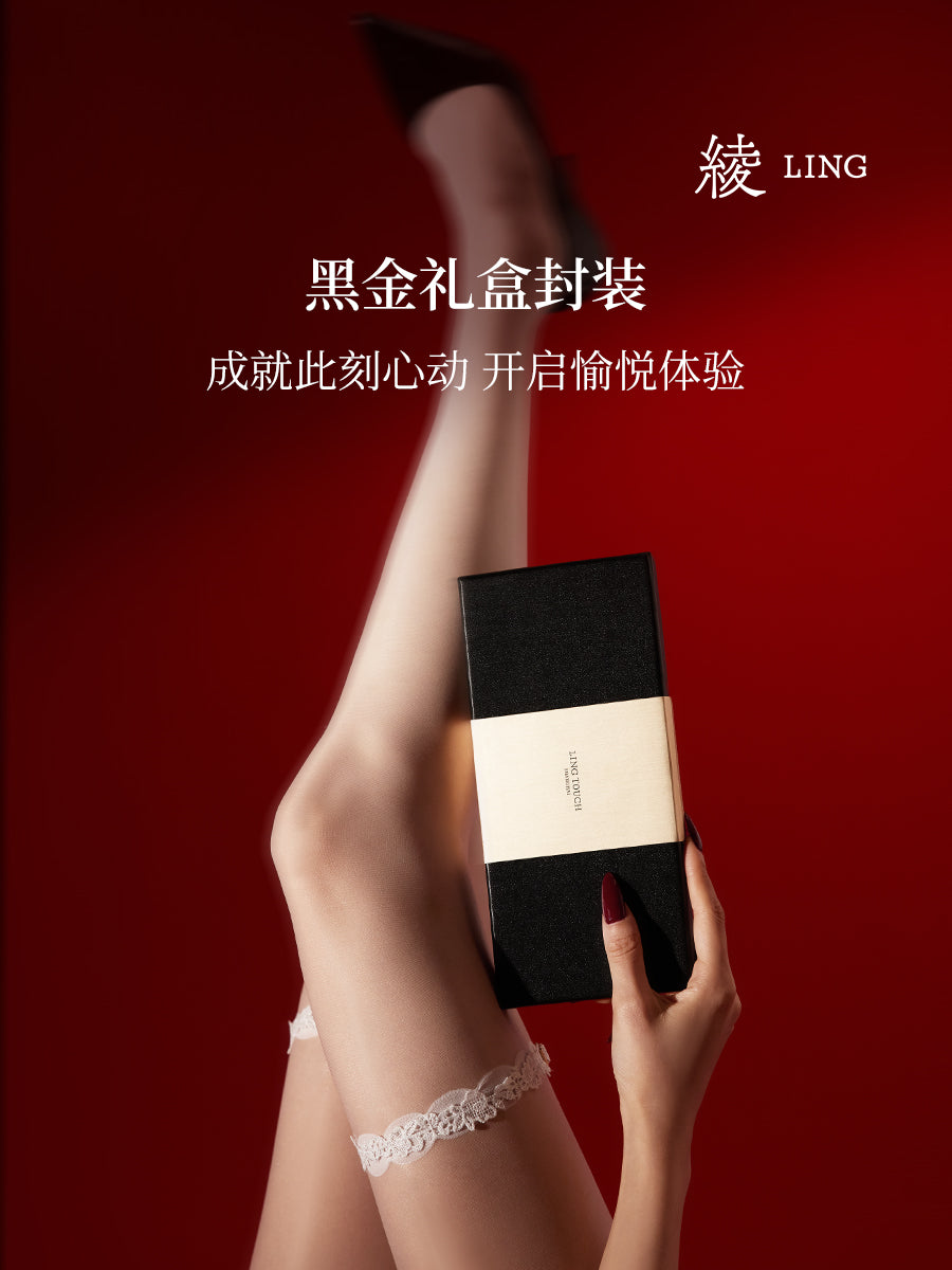 「绫」-「痕」云缎™ 3D T裆诱惑可拆卸刺绣提花腿环性感连裤袜