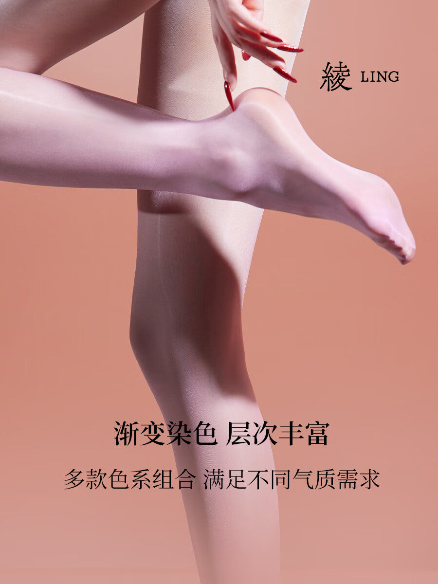 「绫」新品「染」琉光™3D双色渐变性感晕染油亮无缝深裆连裤袜.