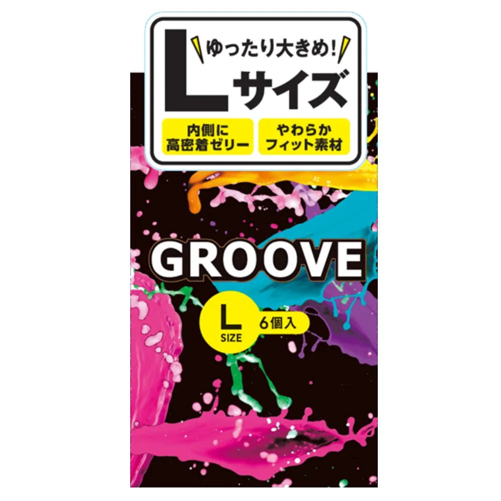 日本冈本Okamoto Groove 高贴合双面润滑避孕套 6只装｜高黏度内侧贴合润滑 外侧顺滑润滑