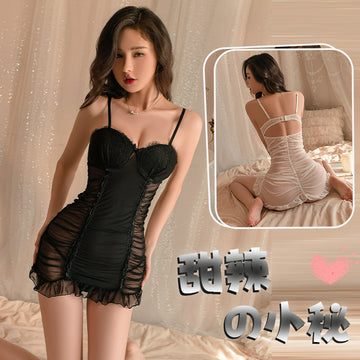 甜辣小秘 钢圈棉垫法式轻奢睡裙胸垫聚拢套装