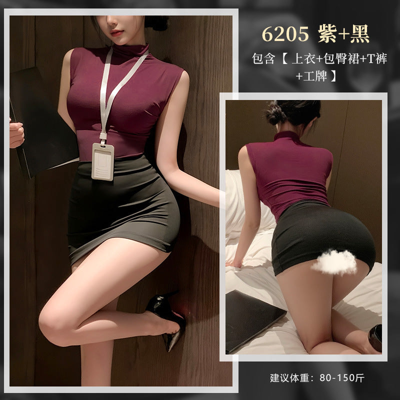 情秘演绎 禁欲系OL秘书套装可撕露胸分体制服