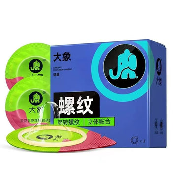 大象避孕套情趣螺纹加量润滑升级款 - 3只装