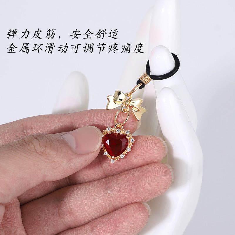 SM蝴蝶结爱心宝石乳夹