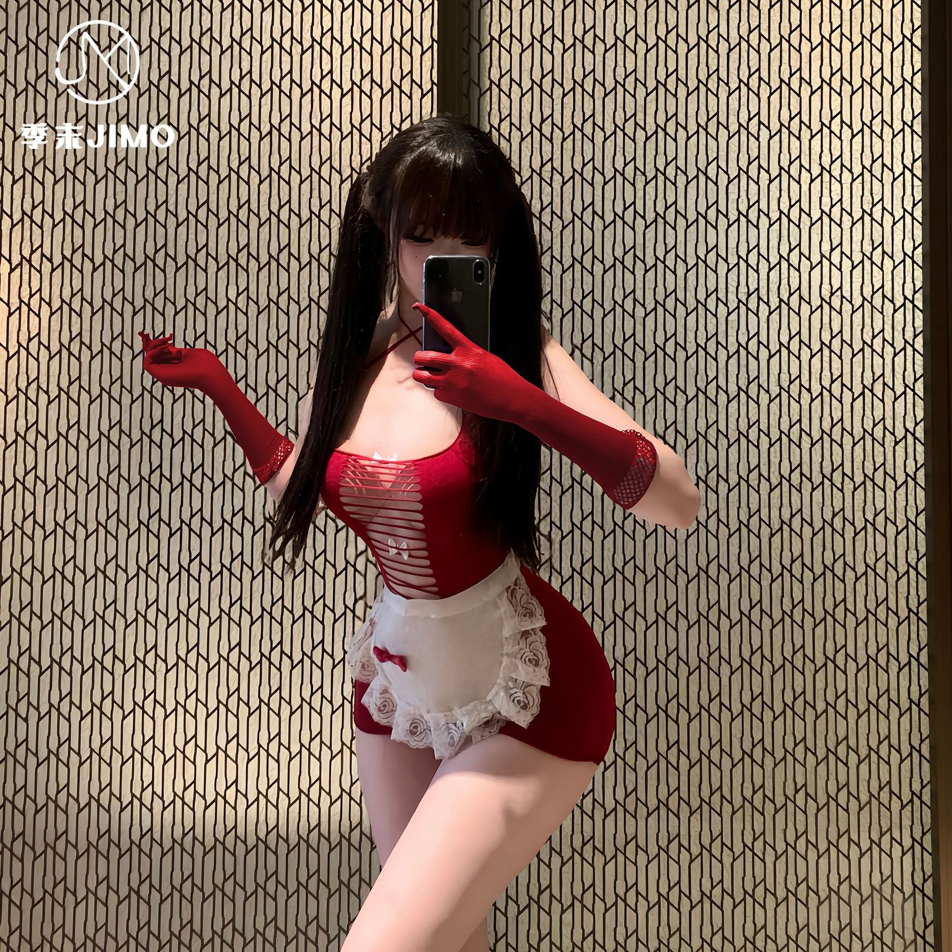 娇俏女仆 可撕露胸女仆透视开档网衣制服套装.