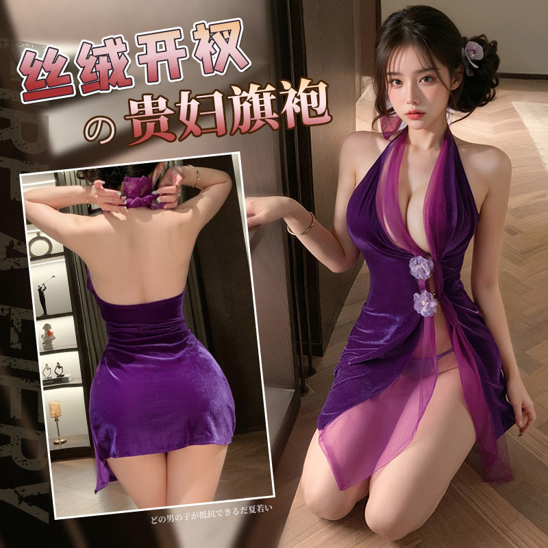 娇花幽梦 丝绒贵妇纯欲裸背旗袍