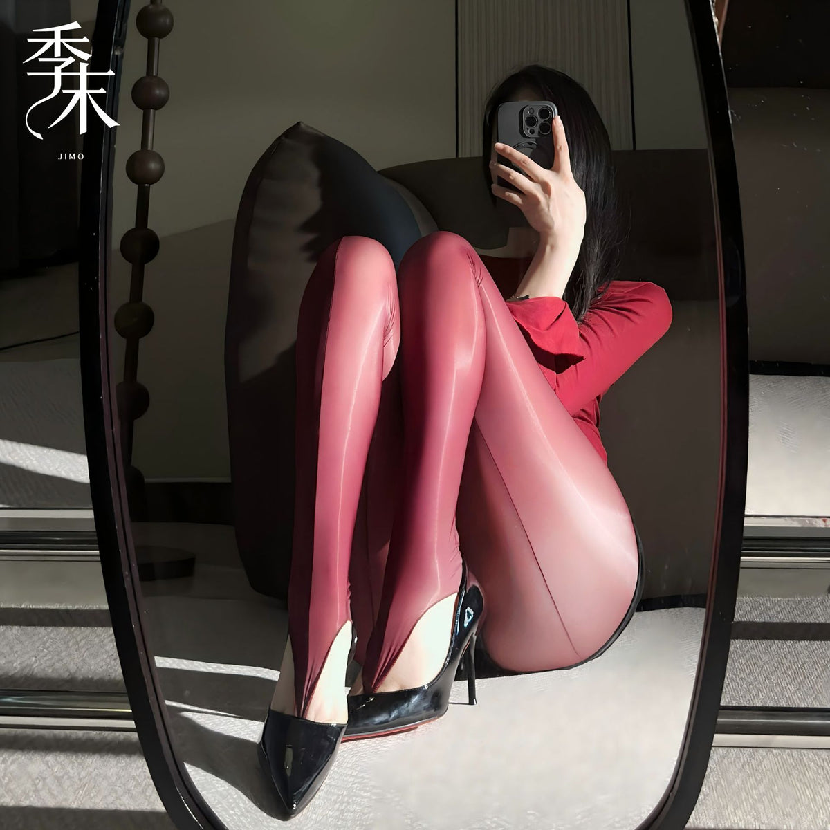 双线超薄面膜料性感极光油光女虾线夹趾丝袜.