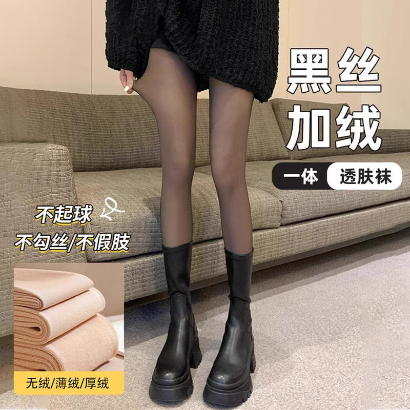 空姐灰连裤袜黑色春秋一体假透肉性感肤色光腿神器