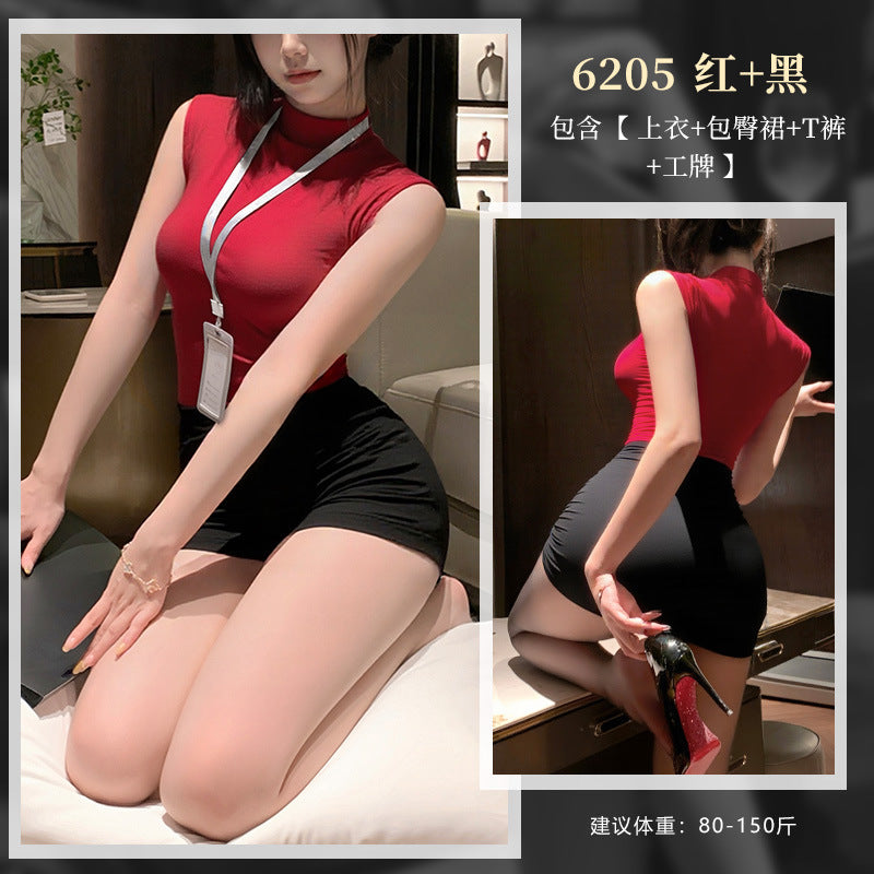 情秘演绎 禁欲系OL秘书套装可撕露胸分体制服