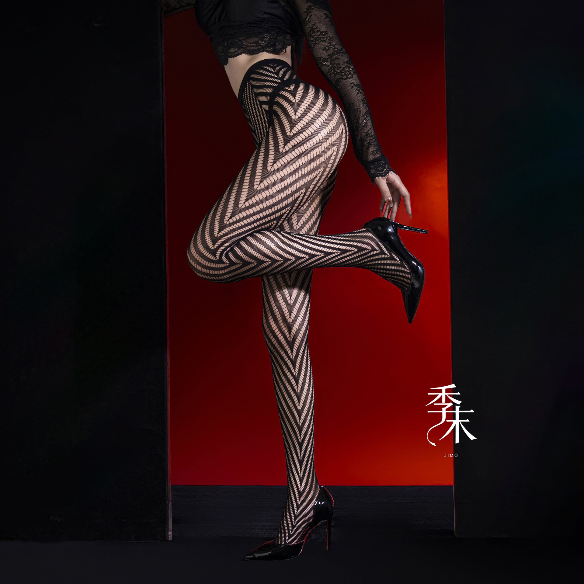 蜘蛛菱形连裤网袜暗黑哥特风渔网袜.