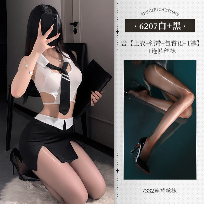 OL领域 挖空露沟OL小秘套装制服诱惑
