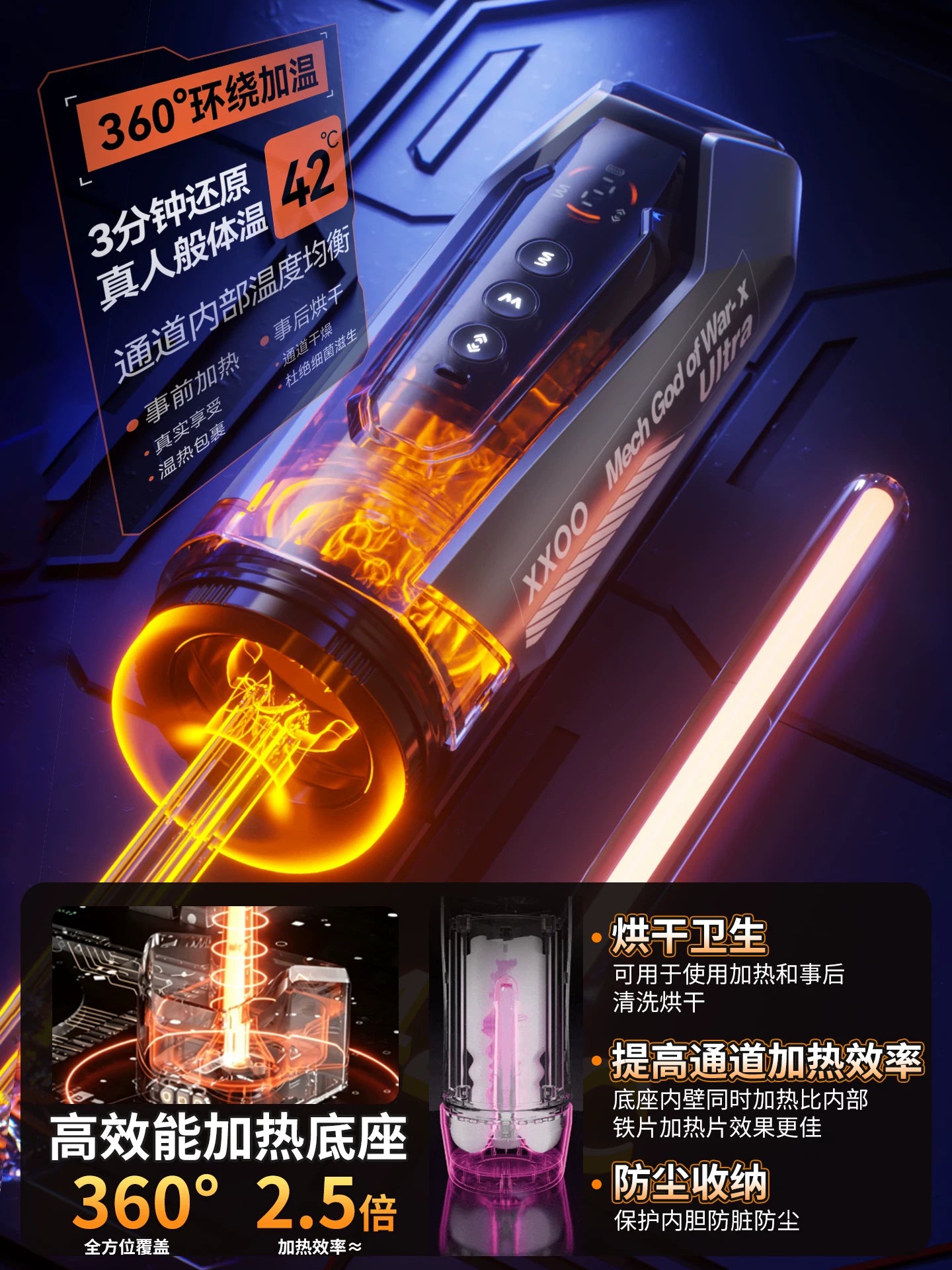 谜姬 机甲战神X 全自动伸缩屏显震动动捕加温飞机杯 - Ultra.