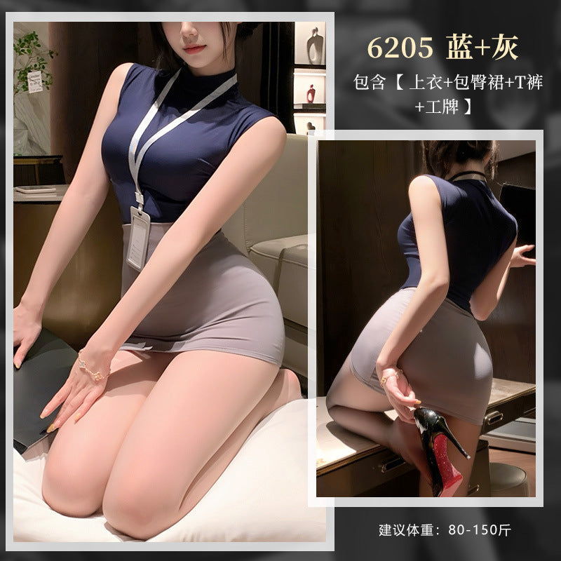 情秘演绎 禁欲系OL秘书套装可撕露胸分体制服