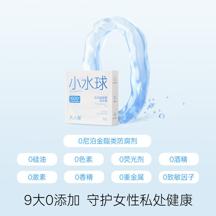 大人糖 [小水球] 超薄润滑玻尿酸安全套 - 14只