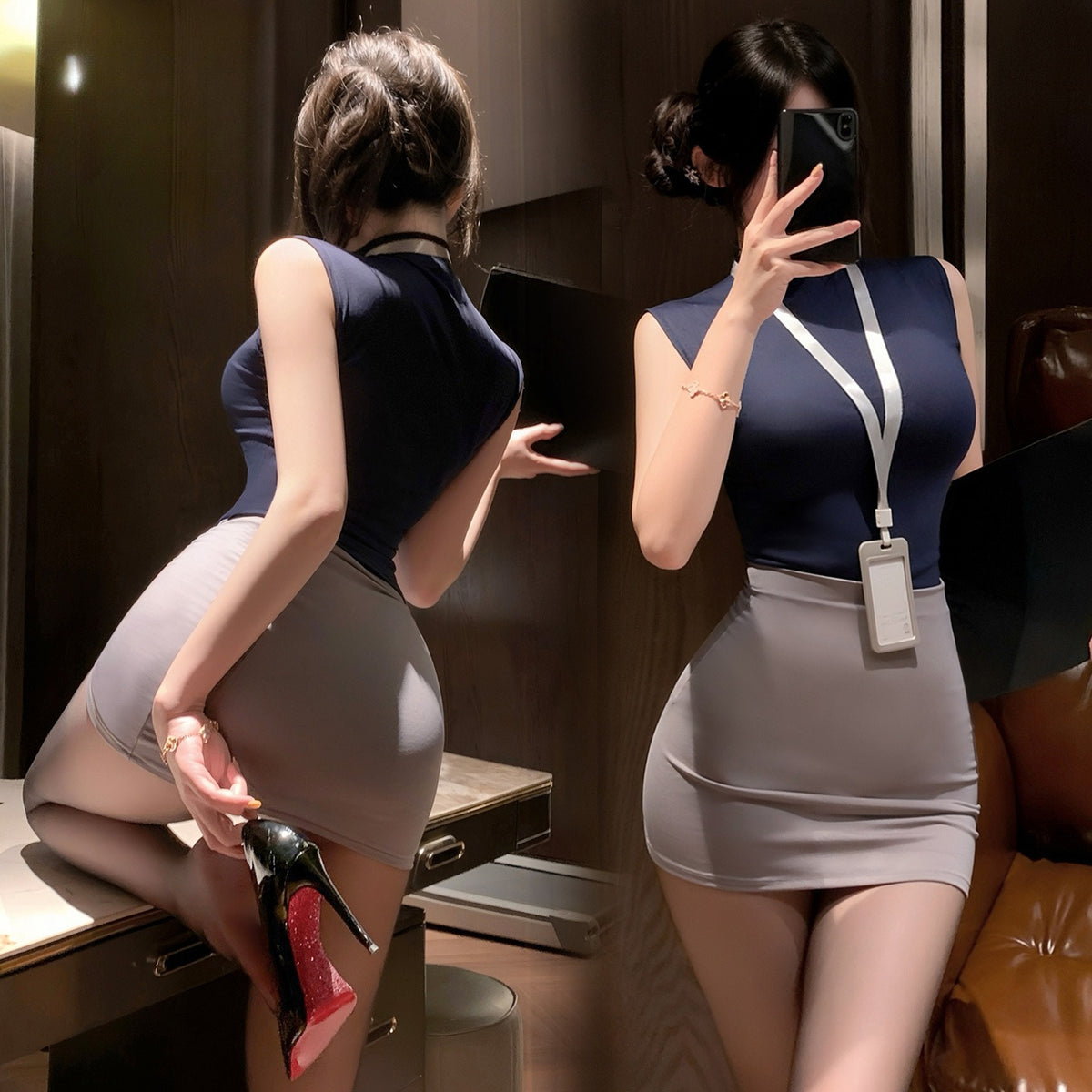 情秘演绎 禁欲系OL秘书套装可撕露胸分体制服