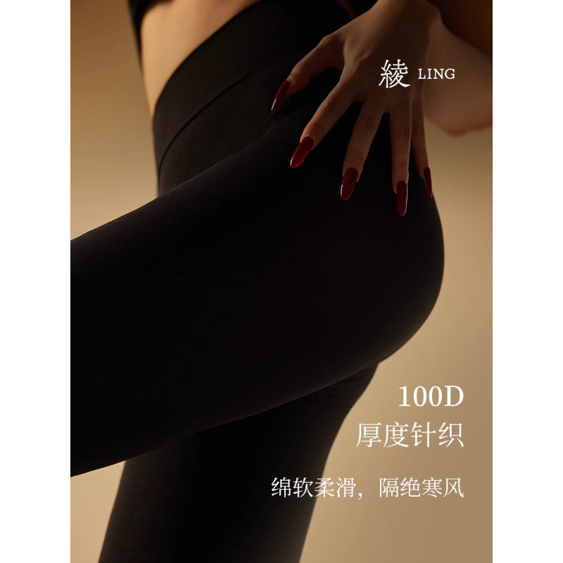 「绫」「轻绒™」100D显瘦无缝厚款黑丝打底连裤袜女秋冬款