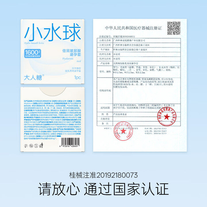 大人糖 [小水球] 超薄润滑玻尿酸安全套 - 14只