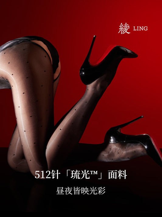 「绫」新品「斑斓」琉光™3D丝滑细腻波点蝴蝶结一线大开裆连裤袜.