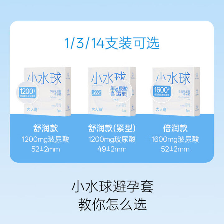 大人糖 [小水球] 超薄润滑玻尿酸安全套 - 14只
