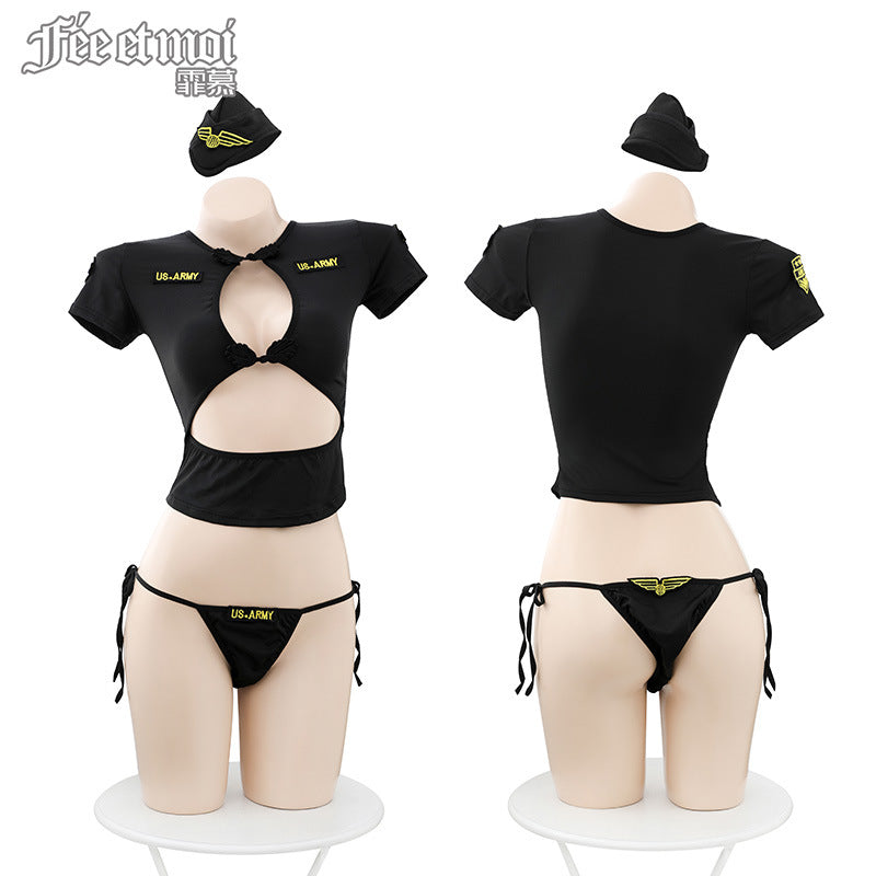 爱的审判暗黑系女警扮演分体套装-9Rabbit北美情趣用品